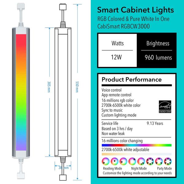 Imagem de Luzes LED sob o gabinete LAMPAOUS Smart Plug In 12W 960lm