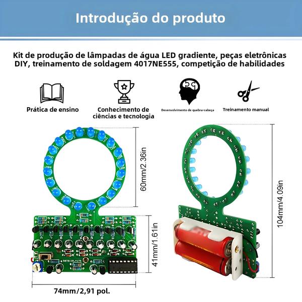 Imagem de Luzes Piscantes LED Placa De Prática De Solda Kit DIY De Fluxo De Água Para Soldagem SMD SMT