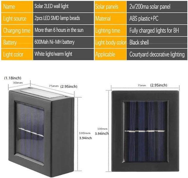 Imagem de Luzes solares de parede ASLIDECOR UP Down, pacote com 4, IP65, impermeáveis