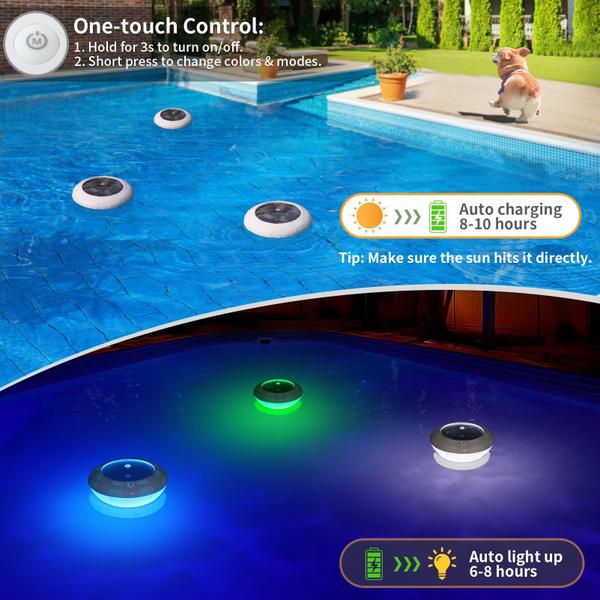 Imagem de Luzes solares flutuantes de piscina Goallim RGB com mudança de cor