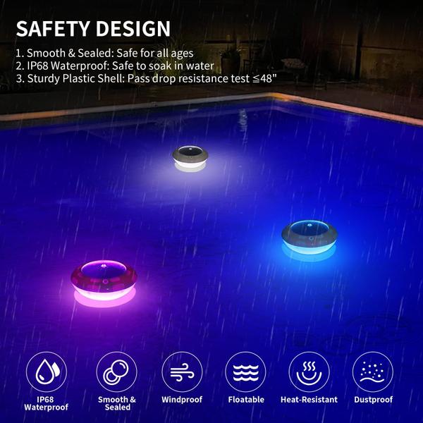 Imagem de Luzes solares flutuantes de piscina Goallim RGB com mudança de cor