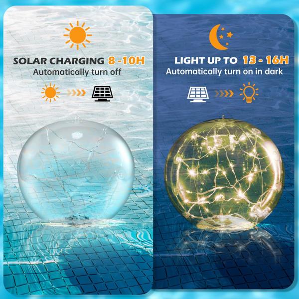 Imagem de Luzes solares flutuantes para piscina BelaRola 14,5 cm, 2 unidades com controle remoto