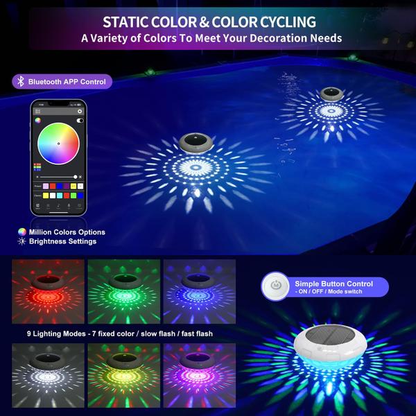 Imagem de Luzes solares flutuantes para piscina LENONE Dynamic RGB Color Changing