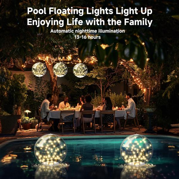 Imagem de Luzes solares flutuantes para piscina Nowlaby 3000K Warm White LED x2