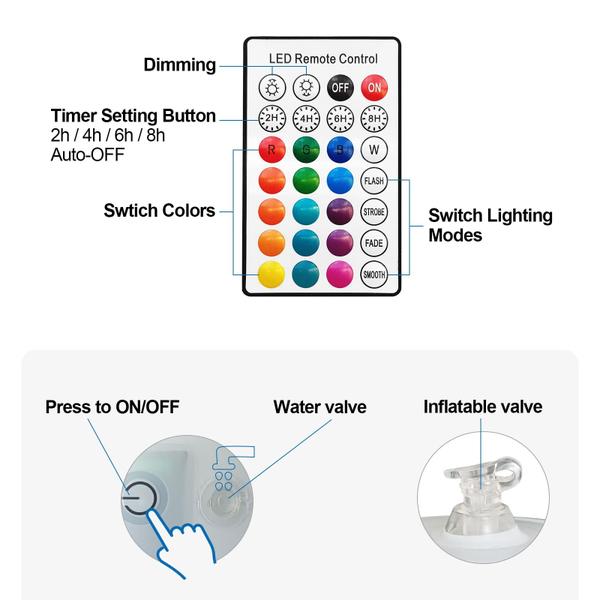 Imagem de Luzes solares flutuantes para piscina Qoolife Octopus com controle remoto