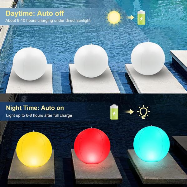 Imagem de Luzes Solares Flutuantes para Piscina SATXTREM - 35cm RGB à Prova D'Água