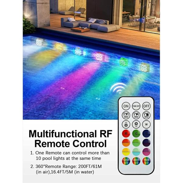 Imagem de Luzes Submersíveis de LED Recarregáveis para Piscina - Luzes Subaquáticas com Mudança de Cor