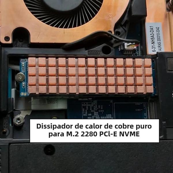 Imagem de M.2 2280 NVME SSD Dissipador De Calor Para PC Notebook Com Almofada Térmica Acessório De