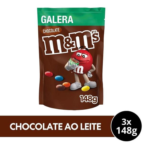 Imagem de M&Ms Chocolate Ao Leite Mars Kit 3 Unidades De 148G