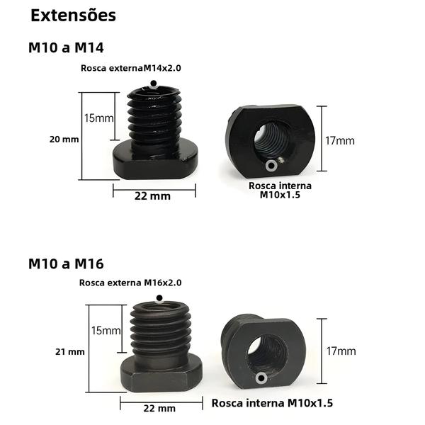 Imagem de M10 M14 M16 Adaptador De Moedor De Ângulo De Rosca Fêmea Para Macho Haste De Conector De Conversão