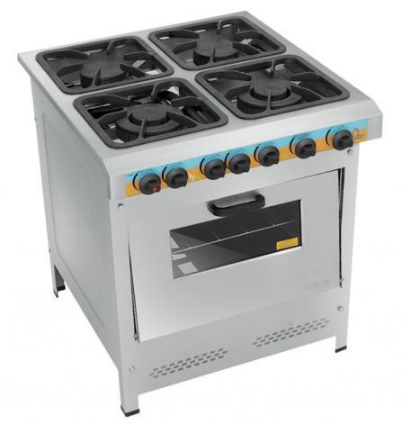 Imagem de M18 Fogões Home Chef B Pressão 4 Bocas 2Q Duplos e 2Q Simples c/ Forno Inox Metalmaq