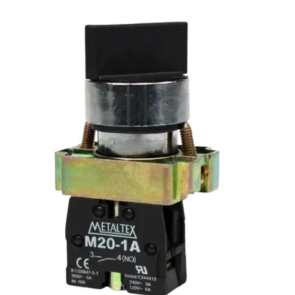 Imagem de M20SSR4-B-2A Chave Seletora Metálica Knob Curto-3Posições Fixas 45-2NA Metaltex