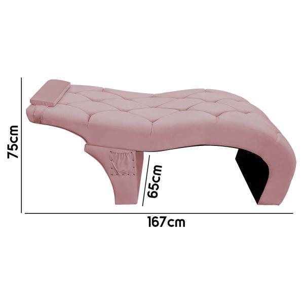 Imagem de Maca Estética  Estofada Para Salão Design de Sobrancelhas Soft Veludo Rosa Claro SOFA STORE