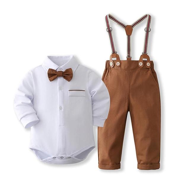 Imagem de Macacão de Algodão para Bebê Menino - Roupa Formal para 0 a 24 Meses