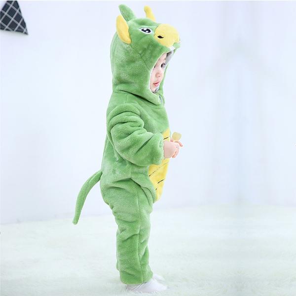 Imagem de Macacão de Bebê Infantil Frio Inverno Fantasia Personagem de Dinossauro Verde COD.000291