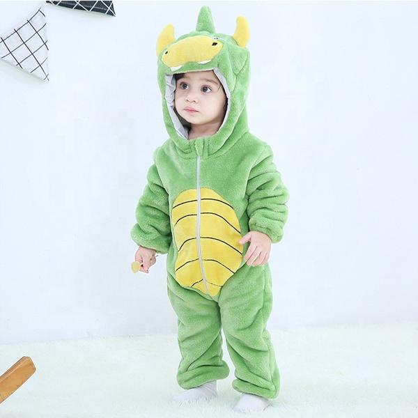 Imagem de Macacão de Bebê Infantil Frio Inverno Fantasia Personagem de Dinossauro Verde COD.000291