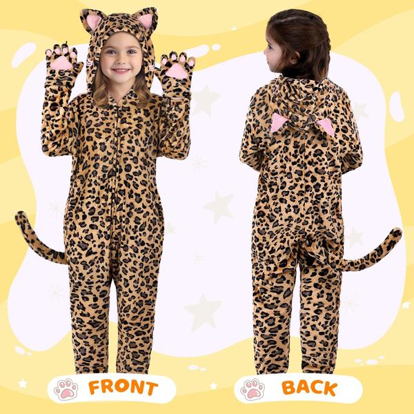 Imagem de macacão infantil Costume GIFTINBOX Leopard com cauda, luvas e chapéu