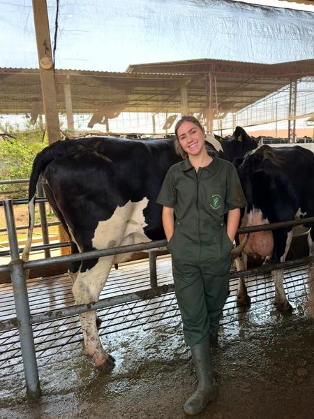 Imagem de Macacão Veterinário ( Femenino ) Brim leve 100% Algodão Manga Curta Verde Escuro Musgo.