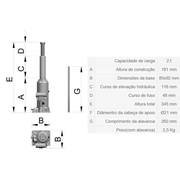 Imagem de Macaco Garrafa 2 Toneladas  CJ 2  - Bovenau