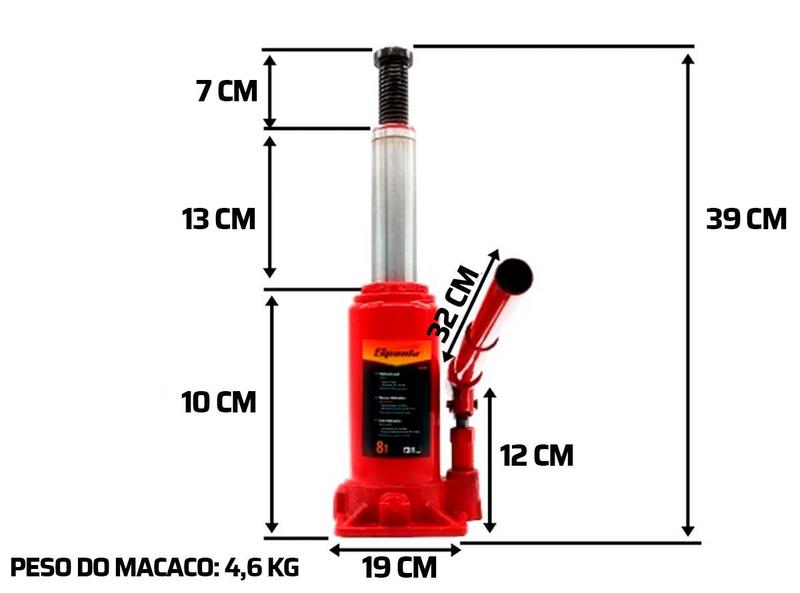 Imagem de Macaco Hidráulico Tipo Garrafa 8 Toneladas 50324 Sparta