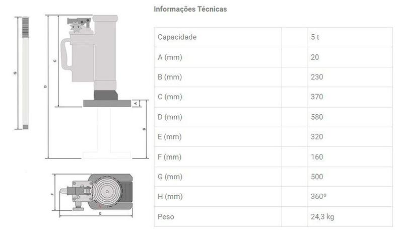 Imagem de Macaco Hidráulicos Tipo Unha Industrial 5 Toneladas - MIU5000 Bovenau