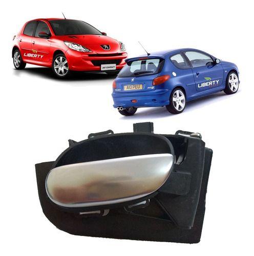 Imagem de Maçaneta da porta peugeot 206 207 sw dianteira/traseira lado direito prata 1998 a 2014