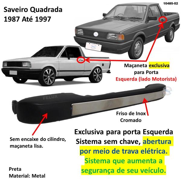 Imagem de Maçaneta Externa s/chave Saveiro 1987-1997 Esq Friso Inox