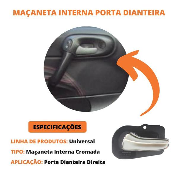 Imagem de Maçaneta Interna Cromada Corsa Classic Porta Dianteira Direita Após 2004