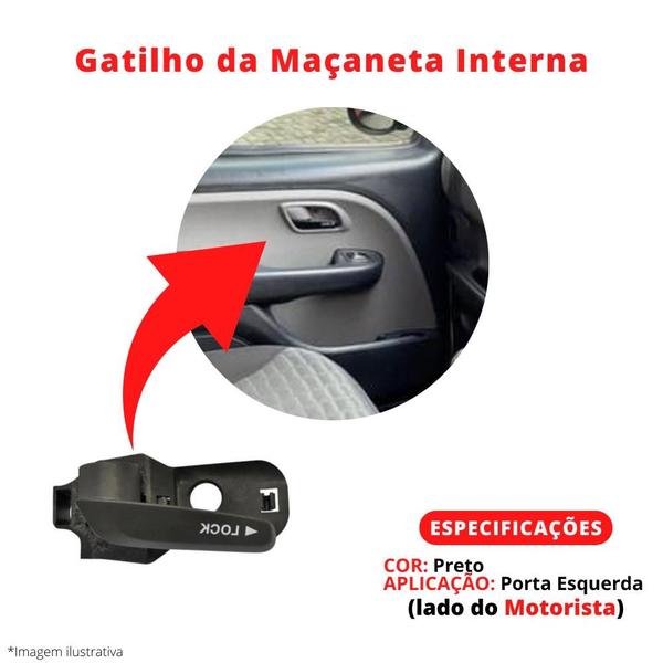 Imagem de Maçaneta Interna Gatilho Puxador Esquerda Doblo Cargo 2010