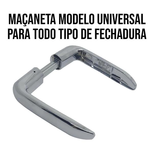 Maçaneta P/Porta Fechadura Modelo Alavanca Cromado Universal - Stam Imagem de Maçaneta P/Porta Fechadura Modelo Alavanca Cromado Universal
