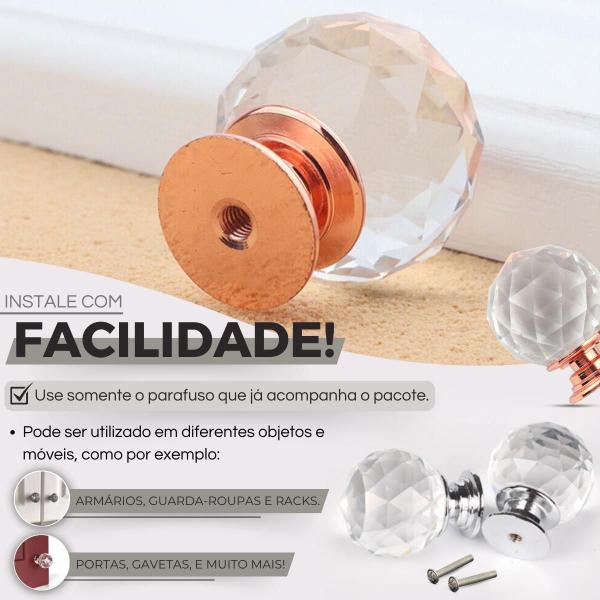 Imagem de Maçaneta Puxador Cristal Ponto Bola (30MM) - 2 UNIDADES