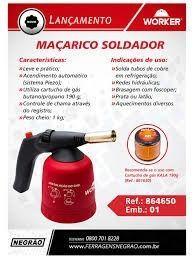 Imagem de Maçarico Portátil Para Solda Tipo Piezoelétrico Worker + 4 REFIL 190G