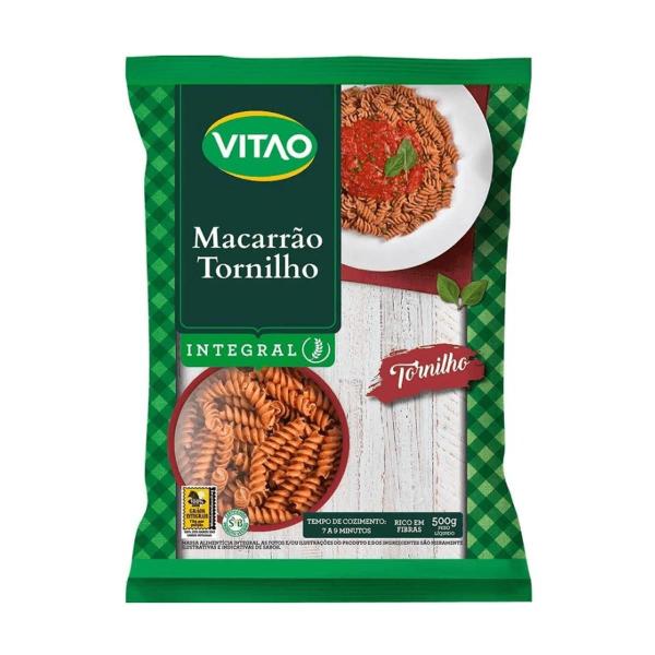 Macarrão Integral Parafuso Tornilho 500G Vitao Imagem de Macarrão Integral Parafuso Tornilho 500G Vitao