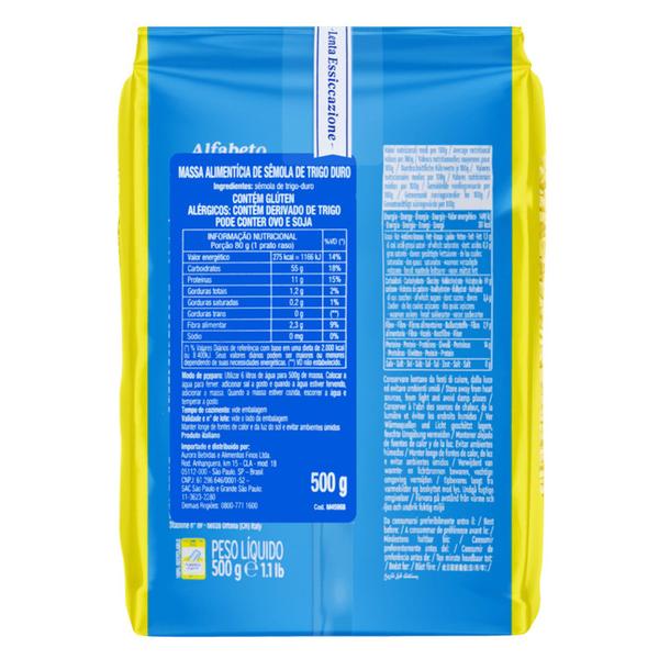 Macarrão Italiano DE CECCO Alfabeto 500g (4 Pacotes) Imagem de Macarrão Italiano DE CECCO Alfabeto 500g (4 Pacotes)