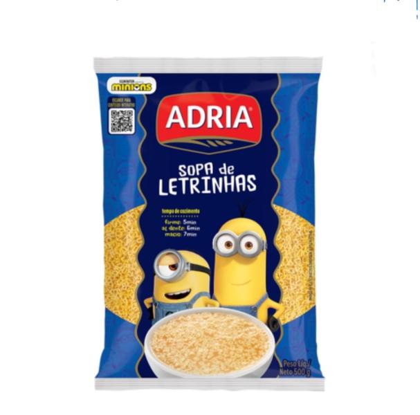 Macarrão Sopa De Letrinhas Adria Kit Com 2 Unidades De 500g Imagem de Macarrão Sopa De Letrinhas Adria Kit Com 2 Unidades De 500g