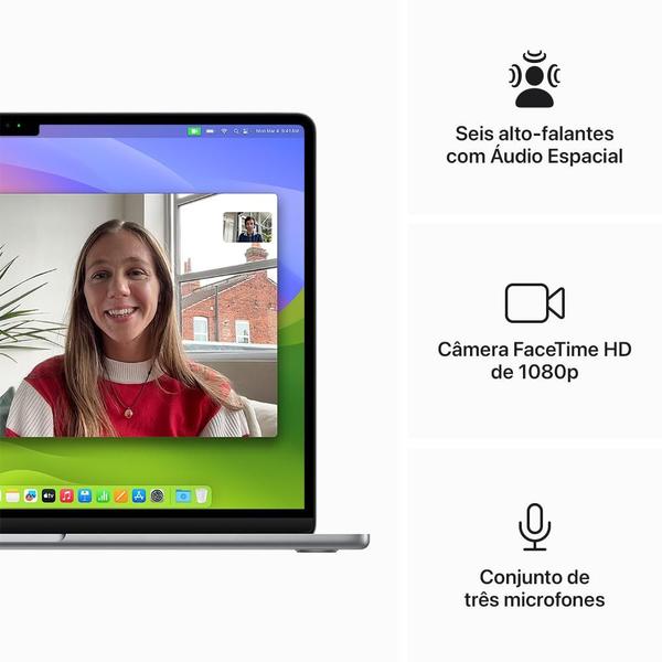 Imagem de MacBook Air 15", M3, CPU 8 núcleos e GPU 10 núcleos, 16GB RAM, 512GB SSD - Cinza Espacial