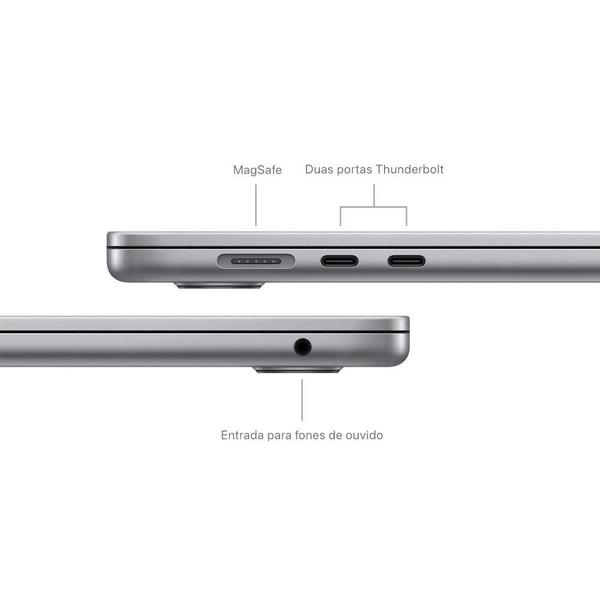 Imagem de MacBook Air Apple 15", M3, CPU de 8 Núcleos, GPU de 10 Núcleos, 16GB RAM, SSD 512GB, Cinza-espacial - MXD13BZ/A