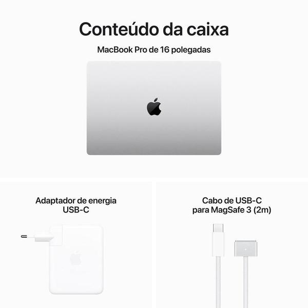 Imagem de MacBook Pro 16", M3 Max, CPU 14 núcleos e GPU 30 núcleos, 36GB RAM, 1TB SSD  - Prateado