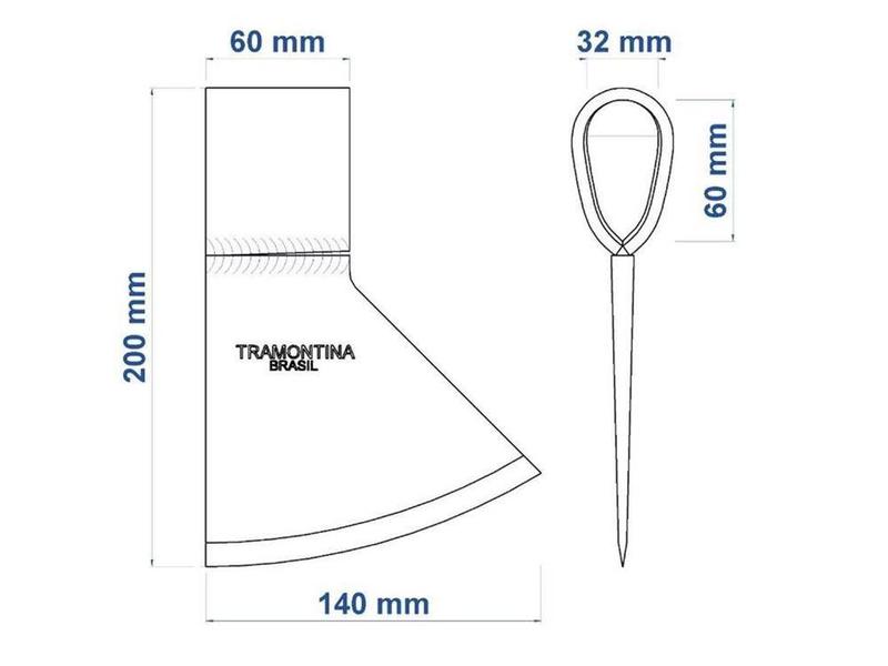 Imagem de Machado metalico soldado tamanho 3.5 com olho 58 x 30 mm sem cabo tramontina