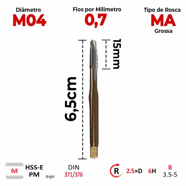 Imagem de Macho Maquina M04 Fio 0,7 MA Ponta Helicoidal EP006H DORMER