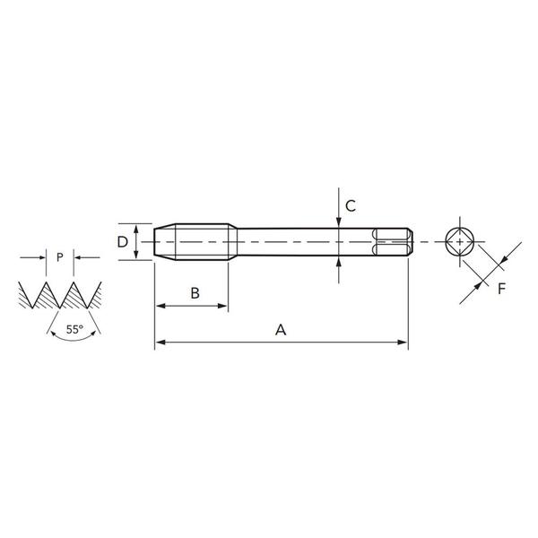 Imagem de Macho Para Máquina HSSE BSW 1/2 X 12 SFT 295/2 - DIN 2183 - OSG