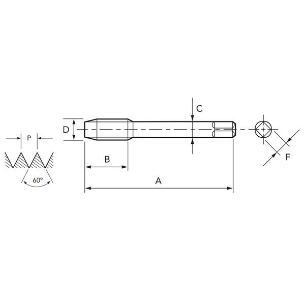 Imagem de Macho Para Máquina HSSE UNC 3/4 X 10 POT 285/1 - DIN 2183 TIN - OSG