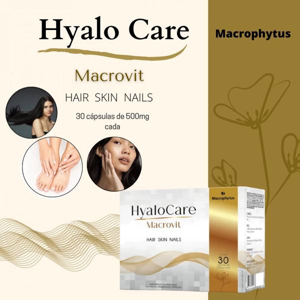 Imagem de Macrovit Hair, Skin e Nails Hyalocare Macrophytus 30 Capsulas 500mg - Kit com 3  Macropytus 
