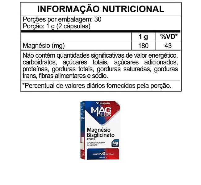 Imagem de Mag Plus Magnésio Bisglicinato 60 Capsulas. Herbamed