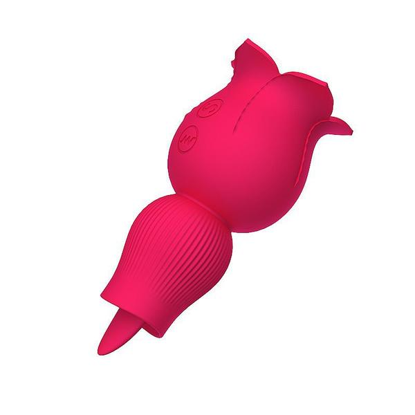 Imagem de Magic Flower Vibrador de Clitóris com Estimulo de Sucção e Língua - Vermelho