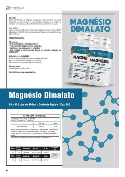 Imagem de Magnesio Di malato 600mg 120 caps Malato  2 frascos x 60 Capsulas 