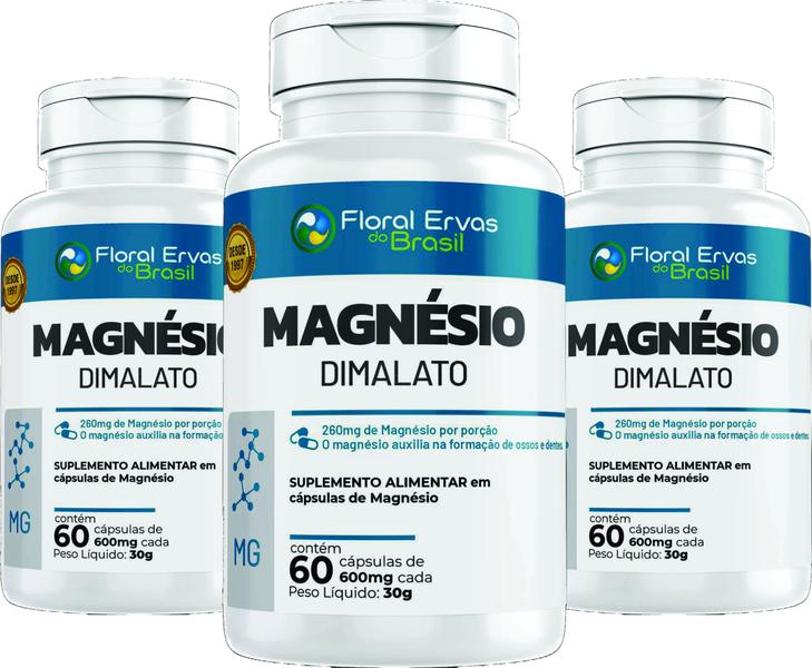 Imagem de Magnesio Dimala to 600 mg 360 caps Malato  6 frascos x 60 Capsulas 