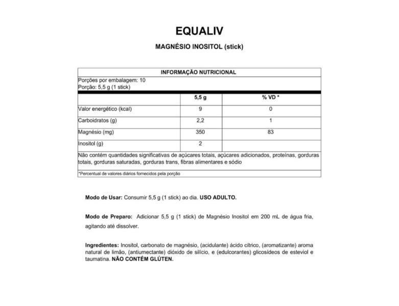 Imagem de Magnésio Inositol 10 Sticks 5,5g Equaliv