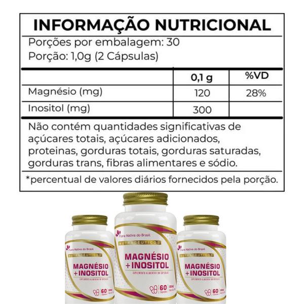 Imagem de MAGNESIO + INOSITOL 500mg 60 caps - Flora Nativa