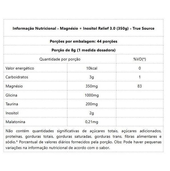 Imagem de Magnésio + Inositol Relief 3.0 (350g) - Sabor: Camomila, Laranja e Lavanda